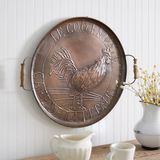 Copper finished wall hanging rooster tray with handles, Country kitchen wall decor, JaBella Designs, Shopify