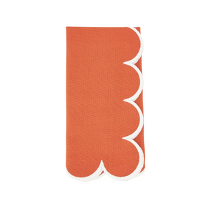 Rust orange cloth napkin with white scallop hem

Infuse elegance into your table setting with these napkins. The delicate scalloped edges bring a touch of sophistication to every meal. Elevate your dining experience with these timeless and refined napkins.

Materials:
Cotton

Dimensions:
20" square

Care:
Machine washable
