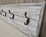 Vintage style whitewashed wood coat rack