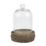 Rustic bell shaped glass cloche with base