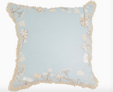 Light blue floral embroidered down-filled pillow