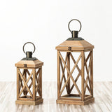 Tall modern farmhouse firwood candle lanterns with flip top lids