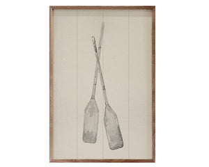 Coastal farmhouse wooden framed silver oar art

Bring the serenity of the coast into your home with this walnut-framed art piece. Featuring soft, coastal-inspired designs, each piece is crafted with care and framed in rich walnut for a timeless, natural touch. This artwork is erfect for adding a breezy, seaside charm to any space.

Materials:
Wood

Dimensions:
16" wide x 24" long