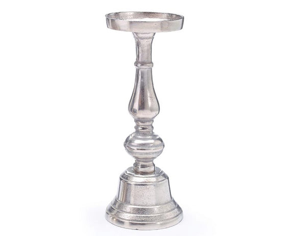 Add lasting style to a dining room or living room with these candle holders. Featuring a shiny silver finish, these candle holders can be used for casual or formal events. Group several with candles of varying heights for a dramatic centerpiece. The possibilities are endless!