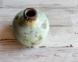 Light green miniature bud vase

This sweet miniature vase is the ideal choice for any area needing a little extra appeal. Its smooth glossy finish catches the eye. This beautiful piece of ceramic art makes a great gift.

Materials:
Ceramic

Dimensions:
3" diameter x 5" high

Care:
Clean with soft cloth