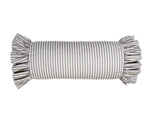 Gray &amp; white lumbar pillow with ruffle accents

This elegant neck roll pillow features a timeless stripe pattern, adding a touch of sophistication to any space. Crafted with high-quality materials, it offers both style and comfort, making it perfect for relaxing or supporting your neck while sleeping. The versatile design complements various bedding styles, ensuring it fits seamlessly into your existing decor. Elevate your home’s aesthetic with this luxurious neck pillow, a perfect blend of luxury and f
