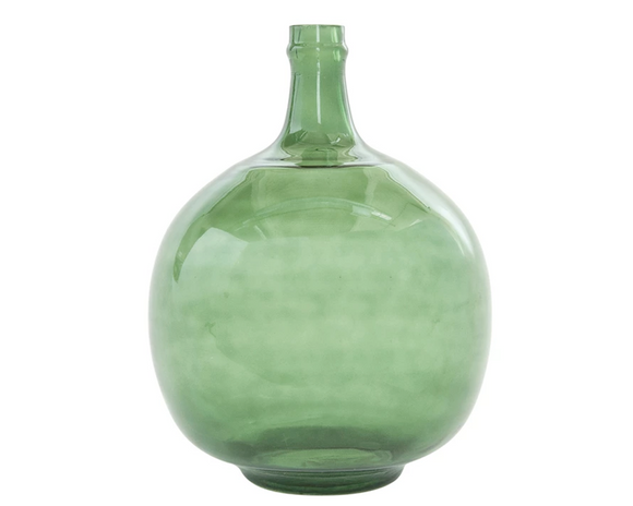 Kelly green vase, Green glass bottle, Vintage reproduction glass bottle for artifiical flowers, JaBella Designs