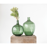 Modern green glass vase, Vintage reproduction large glass bottle, Minimalist vase, JaBella Designs