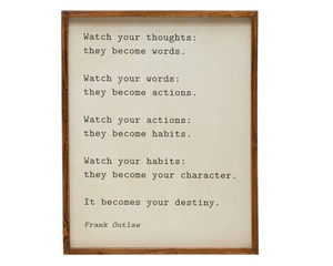 Inspirational 'Watch Your Thoughts' wall sign