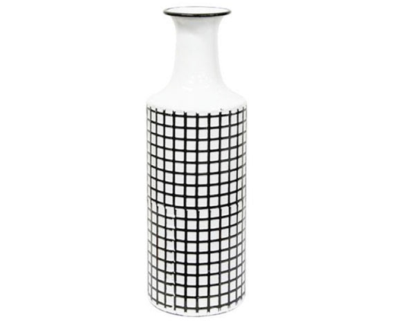 Black & white modern check enamel vase
