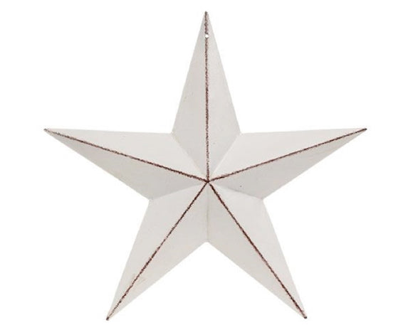 Distressed white metal country style barn star