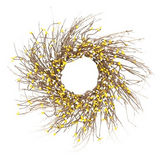 Decorative wreath with yellow berries on a white background