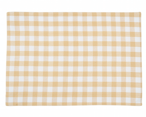With a classic cornsilk yellow and white gingham check, this placemat was made for summer picnics and country farmhouse style. This woven placemat is crafted of cotton and instantly brings sunshine to any kitchen.

Materials:
100% Cotton

Dimensions:
13