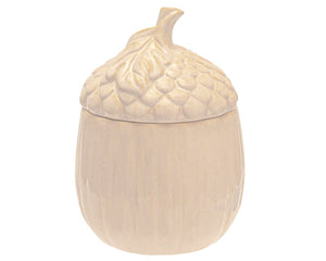 Neutral beige tall acorn stoneware cookie jar

Add classic charm to a coffee table tray or kitchen counter with this adorable cookie jar. It features a neutral beige finish. The lid is the top of the acorn. Made of stoneware, this cookie jar is food safe. It makes for a wonderful gift as well.

Materials:
Stoneware

Dimensions:
7 1/2" diameter x 10" high