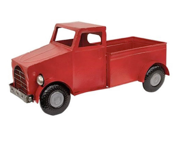 Decorative red metal truck

This truck features a glossy red, distressed finish. There is open space under the hood and cab, and a large truck bed for displaying items. Place a small plush doll or other decorative pieces to complete the look. The options are endless!

Materials:
Metal

Dimensions:
8