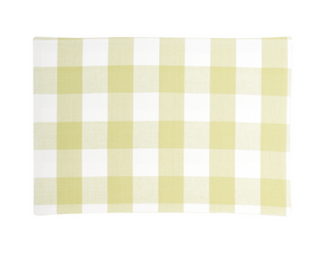 Apple green &amp; white plaid cotton placemat

Bring a fresh update to your dining room with this placemat. Build a classic foundation for your table setting with the timeless style of this apple green and white buffalo check placemat. From modern farmhouse to cozy cottage and back to urban retreats these placemats fit in with any dining room design and aesthetic.

Materials:
Cotton

Dimensions:
13" high x 19" wide

Care:
Machine washable
