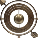 Antiqued brass armillary with wood base

Our armillary is an antique reproduction of a Ptolemaic armillary, which means that it has the Earth as its center rather than the sun. An elegant piece, this will look just right in an old world or nautical style den, office or living space. Perfect for adding height to a tabletop or shelf vignette.

Materials:
Brass, mango wood

Dimensions:
8" diameter x 9 1/2" high