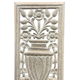 Carved 'Athena' wall hanging decor

Add a classic touch to an entryway or hallway with this gorgeous hand-carved wooden wall hanging. It features a whitewashed finish and ornate detailing. This large piece is perfect for French country or shabby farmhouse chic spaces.

Materials:
Wood

Dimensions:
14" wide x 3/4" deep x 32" long