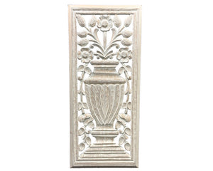 Carved 'Athena' wall hanging decor

Add a classic touch to an entryway or hallway with this gorgeous hand-carved wooden wall hanging. It features a whitewashed finish and ornate detailing. This large piece is perfect for French country or shabby farmhouse chic spaces.

Materials:
Wood

Dimensions:
14" wide x 3/4" deep x 32" long