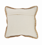 Gray &amp; white striped jute throw pillow

Enhance your home with every day contemporary style and a hint of rustic feel. This throw pillow features textured flanged edges of braided natural jute for a refined, natural look. A covered zipper on the back allows for easy removal of the down-filled insert for cleaning.

Materials:
Jute, cotton blend, down-filled insert

Care:
Spot-clean only. Do not pull loose fibers. Clip and remove loose ends with scissors.