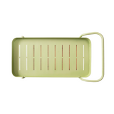 Bright green bar cart on casters

