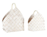 Pair of shabby nested wood fiber baskets