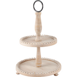 Light brown wooden tiered beaded edge tray