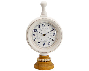 Beaded wooden table clock

Refresh your space with a personal mood and touch, with thoughtfully curated decor like this table clock. Made of wood, this clocks is the perfect addition to your home assortment - or a gift for those who matter most!

Materials:
Wood, metal, plastic

Dimensions:
8" wide x 5" deep x 14" high