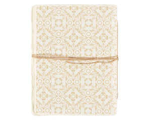 Modern gold patterned unlined journal

A high-quality journal displaying an art nouveau inspired gold bird pattern on a textured paper cover. This journal contains 96 unlined pages featuring deckled edges and an aged aesthetic. Our journal includes a wrap-around jute tie closure to keep secure. This is a stylish and functional gift perfect for any home office or desk.

Materials:
Paper, jute

Dimensions:
6" wide x 1/2" deep x 8" long
