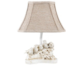 Bird chorus accent lamp with shade  Five little birds sitting on a branch, preparing a song, give this lamp its whimsical character. It comes with a neutral shade that is lined with an elegant light brown-toned toile. This gender neutral table lamp is a fun way to add charm and nature to a nursery.&nbsp;  Materials: Resin, metal, linen blend  Dimensions: 9" wide x 6" deep x 13" high&nbsp;