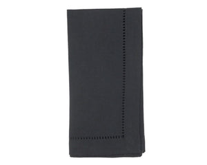 These hemstitched cloth dinner napkins are perfect for both indoor and outdoor use. They bring depth and dimension to the tabletop, with their solid color design and rich hue. These black napkins are very easy to pair and coordinate, as well as highly versatile, as you can dress it up or pare it down depending on the occasion.