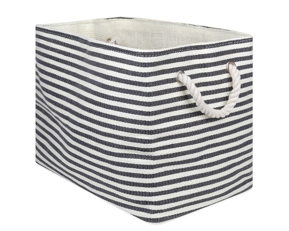 Black & white striped storage bin

This large storage bin is an ideal solution for your home organization needs. Its elegant pinstripe design adds a touch of sophistication to any room, while its generous size ensures ample storage. 

Materials:
Paper, fabric, rope

Dimensions:
12