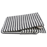 Black &amp; white striped storage bin

This large storage bin is an ideal solution for your home organization needs. Its elegant pinstripe design adds a touch of sophistication to any room, while its generous size ensures ample storage.&nbsp;

Materials:
Paper, fabric, rope

Dimensions:
12" high x 12" deep x 17" wide
