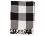Black &amp; white buffalo check throw blanket

This cotton throw blanket adds classic style and rustic charm to any space. Featuring a traditional buffalo plaid pattern and tassel-trimmed edges, it's perfect for any season and cozy corners.

Materials:
100% Cotton

Dimensions:
50" wide x 60" long

Care:
Machine washable