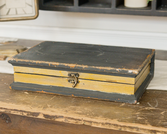 decorative black book box with antique finish