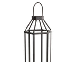 Black metal lantern on a white background