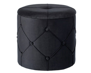 Round wooden velvet ottoman stool with lid