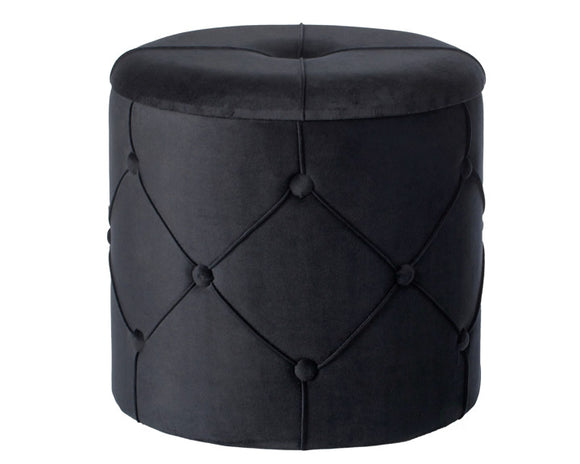 Round wooden velvet ottoman stool with lid