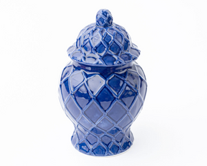 Navy blue textured ginger jar

Introducing this elegant ginger jar that is perfect for adding a touch of classic beauty to your interior design. This lovely jar features an intricate textured pattern and removable lid. It is ideal for enhancing any collection of home decor, no matter the theme. Use as a standalone piece, showing off a freshly picked bouquet of flowers or combine it with the matching small and extra-large jars for an even more spectacular effect.

Materials:
Dolomite