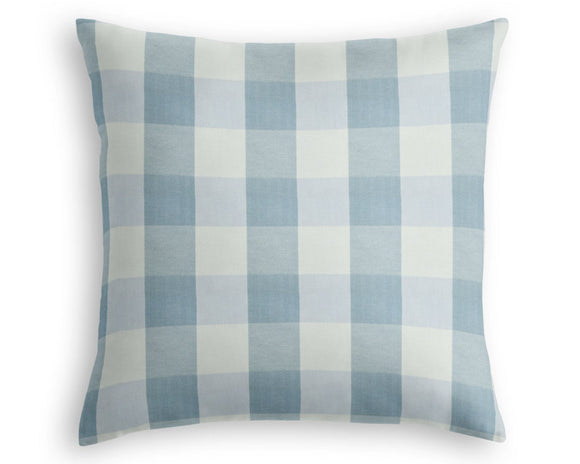 Checkered pillow with blue and white pattern on a white background, Coastal farmhouse pillow decor, JaBella Designs