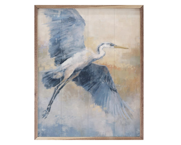 Large blue heron framed artwork print