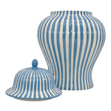Extra large blue & white striped ginger jar