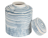 Whether used to store actual ginger or to show off fresh flowers, this jar is perfect for your kitchen. It is made of stoneware and has a blue striped design. Because this jar is handmade, each one will vary slightly. This is a wonderful option for a wedding gift.<br><br>Materials:<br>Stoneware