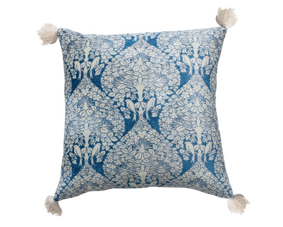 Square cotton blend royal blue velvet pillow

Add luxurious style to your space with this gorgeous blue velvet pillow. It features a floral damask pattern with bird accents, as well as tassels on each corner. This pillow has a zipper for easy removal. 

Materials:
Cotton blend, polyester fill

Dimensions:
18