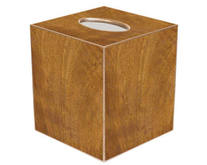 Traditional brown wood grain tissue box cover

This brown wood grain decoupage tissue box cover is handmade to order by a wonderful team in Houston. They easily slide over any cubed tissue box cover. The artwork is hand-cut, decoupaged, and polished. Each tissue box cover is hand-painted in gold around the edges as the finishing touch.

This item is proudly made in the USA.

Materials:
Wood

Dimensions:
5" wide x 5" deep x 5 1/4" high
