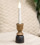 Natural modern brown wood & black candlestick