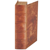 Vintage brown book box

This decorative box displaying the appearance of a book features a textured canvas wrap displaying the exterior of a vintage brown book with distressed details. The front cover opens to reveal a velvet lined space for storing items and a magnet closure for secure storage when standing up. It can be used upright as a book or displayed laying down with the cover open and decorative accents inside.

Materials:
Canvas, velvet, metal, chipboard

Dimensions:
7" wide x 2 3/4" deep x 10 1/2"