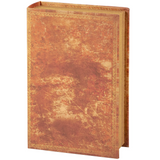 Vintage brown book box

This decorative box displaying the appearance of a book features a textured canvas wrap displaying the exterior of a vintage brown book with distressed details. The front cover opens to reveal a velvet lined space for storing items and a magnet closure for secure storage when standing up. It can be used upright as a book or displayed laying down with the cover open and decorative accents inside.

Materials:
Canvas, velvet, metal, chipboard

Dimensions:
7" wide x 2 3/4" deep x 10 1/2"