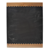 Black chalkboard with wooden border on a white background