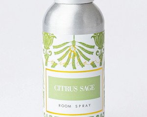 Room spray bottle labeled 'Citrus Sage' on a white background